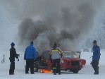 Joni Kauppisen Volvo syttyi palamaan ja näky oli dramaattinen... (2006 Ranta-Esso JM Saarijärvi)